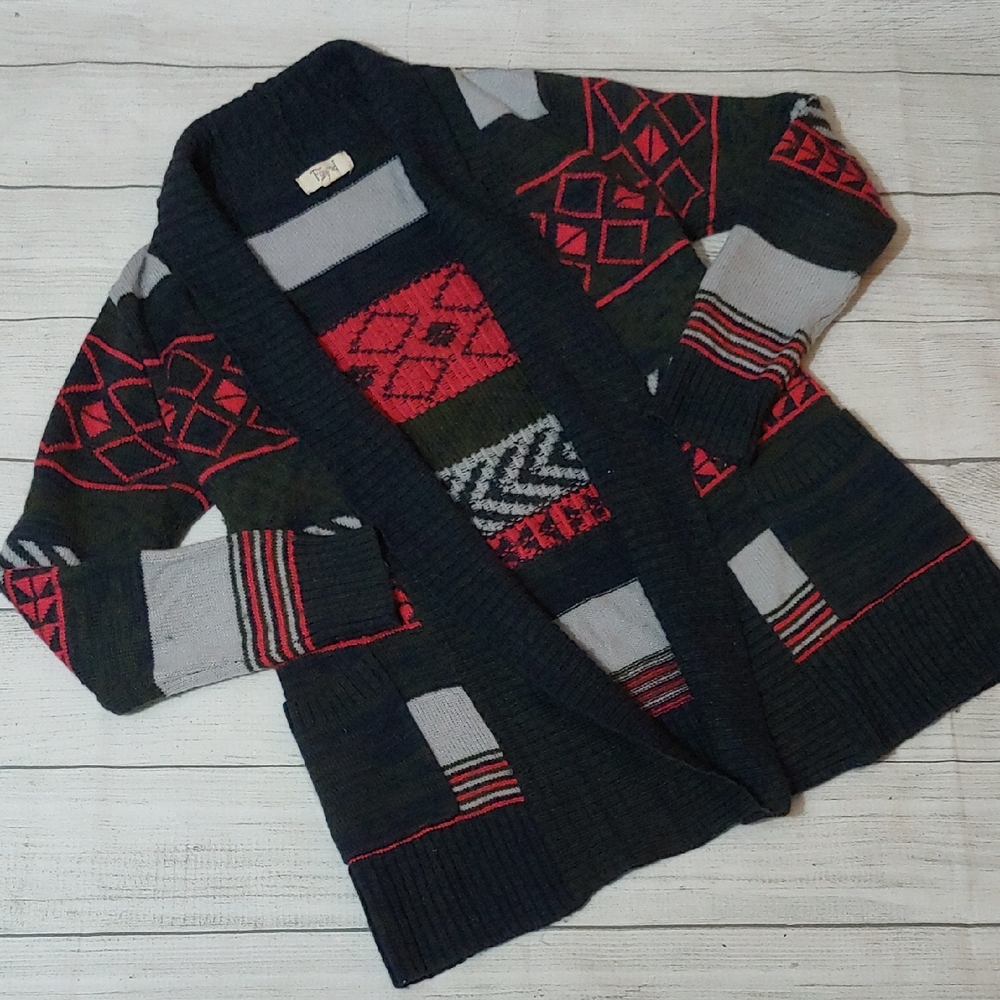 Fownd Patterned Wool Blend‎ Cozy Cardigan Medium